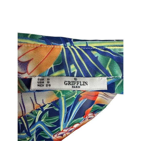 Grifflin Paris Tropical Floral Blue Long Bathing Suit Cover Up Size Small Women' - Picture 6 of 6